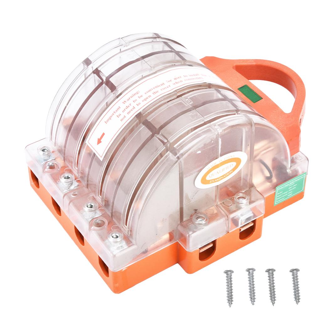 4 Pole Knife Switch Double Throw Transparent Disconnect Knife Switch with LED Indicators 160A AC380V