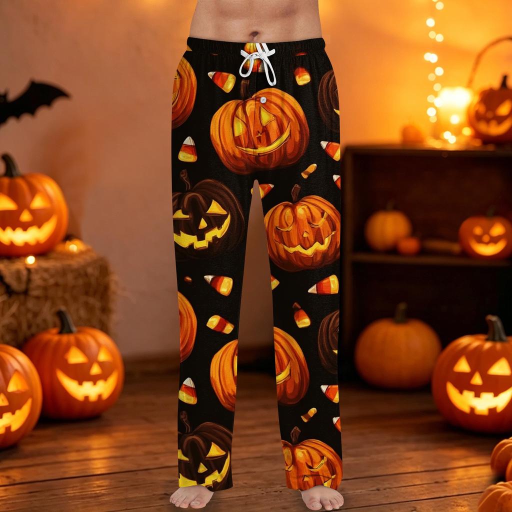 Men's Halloween Print Drawstring Lounge Pants Casual Sleepwear Bottoms Comfortable Fit Relaxed Style