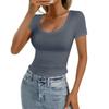 Women's Summer Solid Color Casual Slim Fit Solid Color Pullover Short Sleeve Top