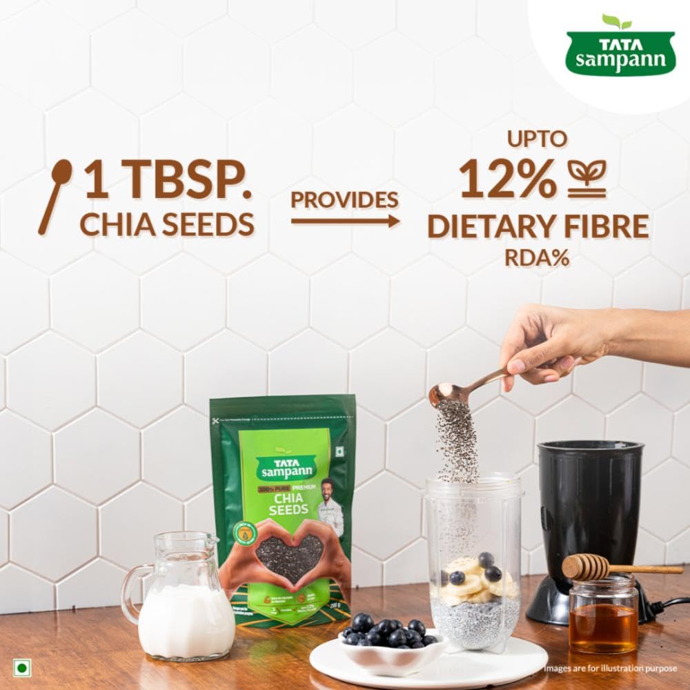 Tata Sampann Premium Chia Seeds 200 g Pack Of 1 Nutritious Superfood For Smoothies Baking Breakfast And Healthy Meal