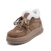 Damen Winter Schnürstiefel mit dicker Sohle Fell eins leicht warm kälteabweisend gefüttert Schneestiefel rutschfest abriebfest lässige Sneaker Baumwollstiefel Board Schuhe