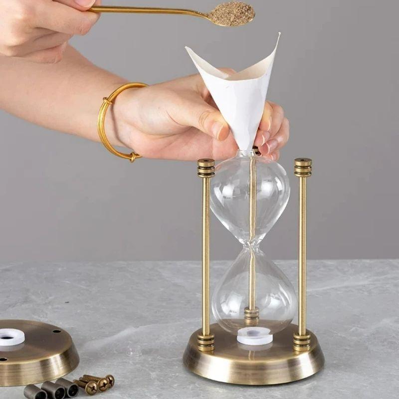 European Retro Empty Hourglass Sand Watch  Metal Sand Glass Timer DIY Home Office Decorations-hold Sand from Beaches and Deserts