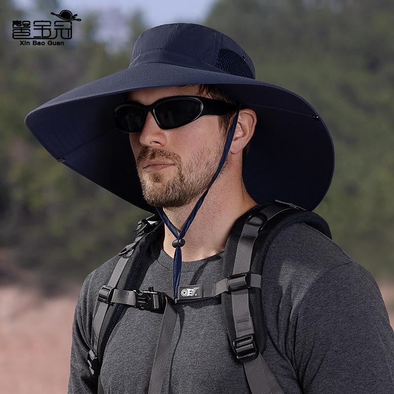 9252 summer sunscreen visor men's enlarged brim bucket hat outdoor mountaineering fishing breathable hat