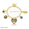 Trendiger Cartoon Strassstein Auge & Herz Gold Anhänger Stahl Set