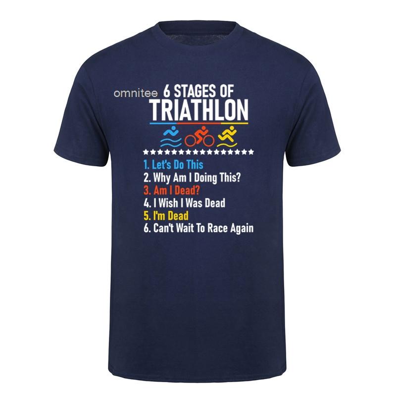 6 Stages of Triathlon T Shirt Unisex Athlete Running Swimming Bicycling TShirt Vintage Print Streetwear Tee Tops HJ023