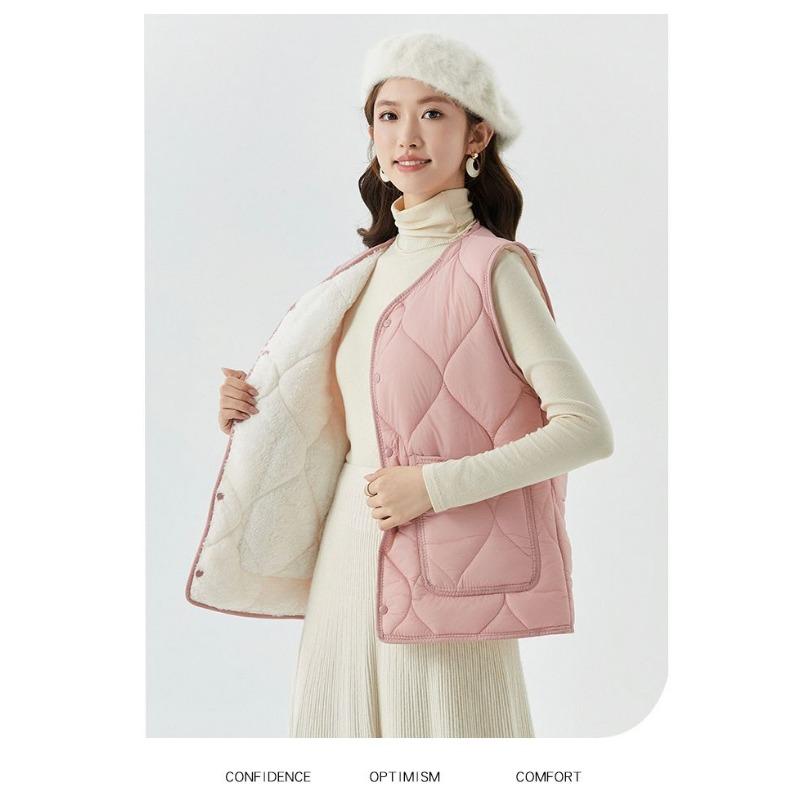 

Women s Purple Quilted Fleece Lined Vest Sleeveless Warm Casual Gilet S рожевий