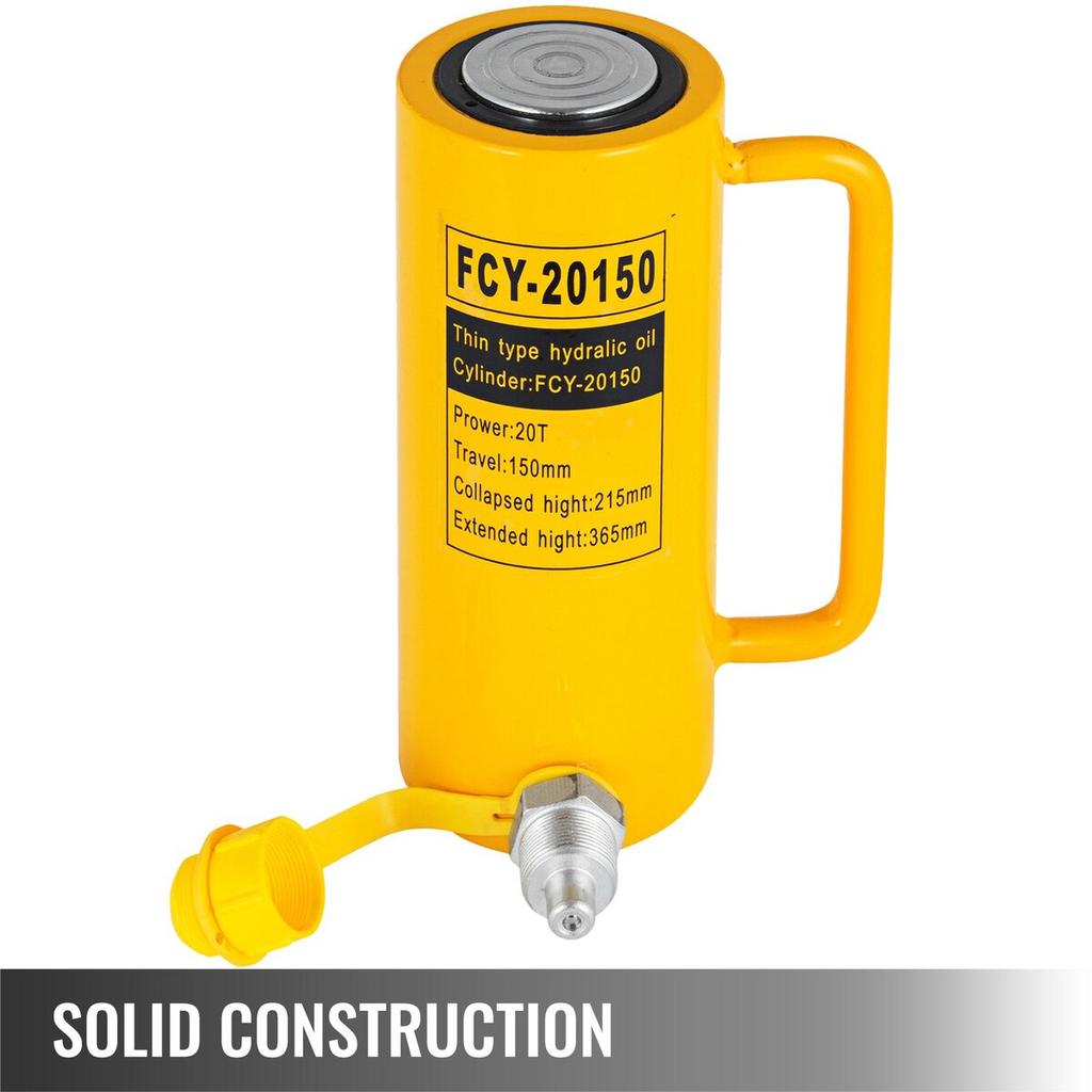 Hydraulic Cylinder Jack, 20 Ton Solid Ram Hydraulic Cylinder, 6 Inch Stroke Single Acting Hydraulic Cylinder, with Quick Connector Portable Hydraulic