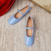 Fashion Flat Shoes for Women 2025 Spring and Autumn French Square Toe Silver Mary Jane Plus Size Women's Shoes Zapatos Mujer ladies