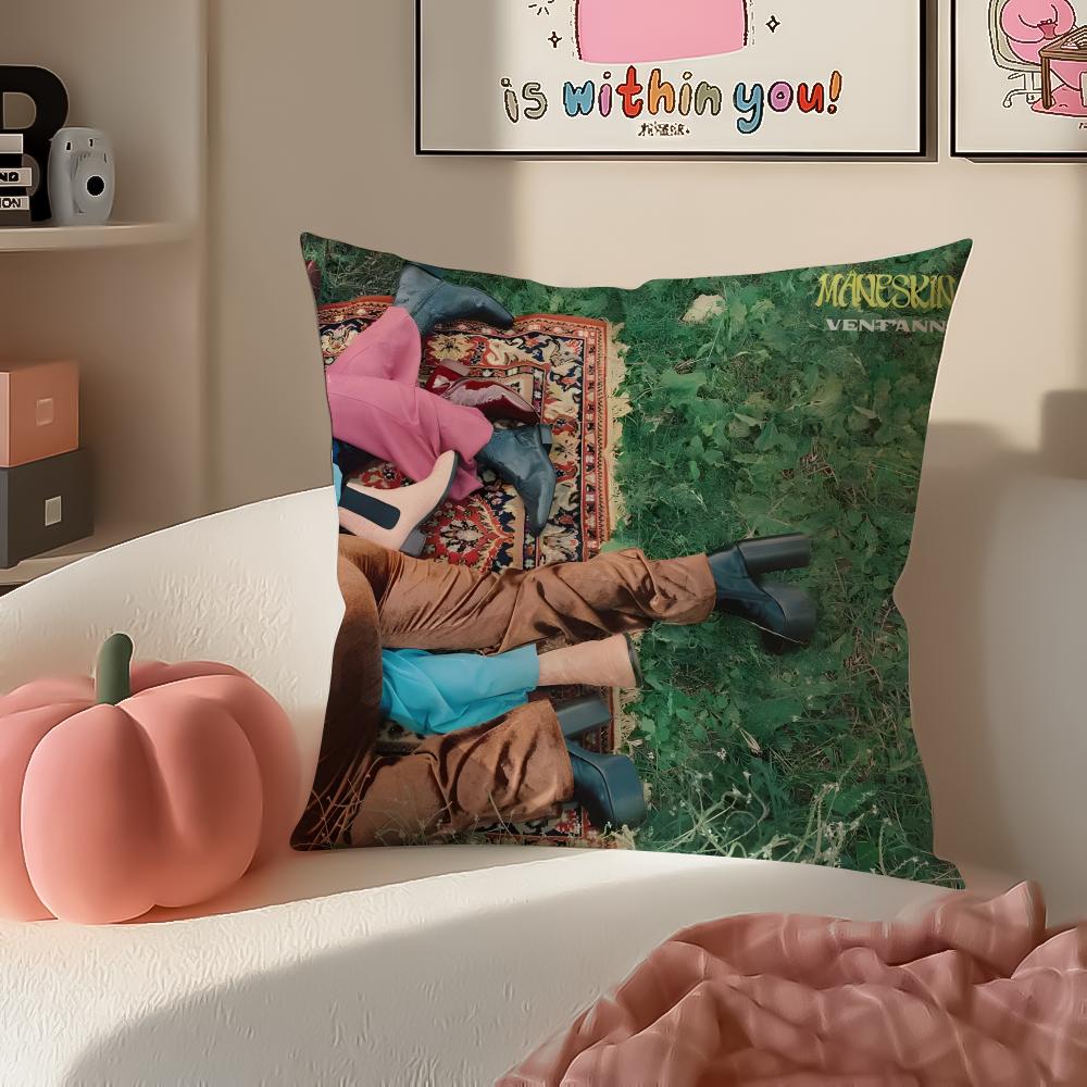 Bold Italian Rock Band MManeskin Cushion Cover Pillowcase Short Plush Invisible zipper Room Sofa Cushion Cover