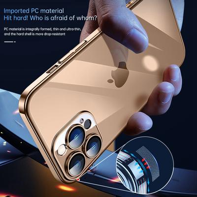 Série SULADA JINGJIA Pro iPhone 16 Pro Max Průhledné pouzdro Elektroplating Tvrdé PC pouzdro na telefon s fólií na objektiv