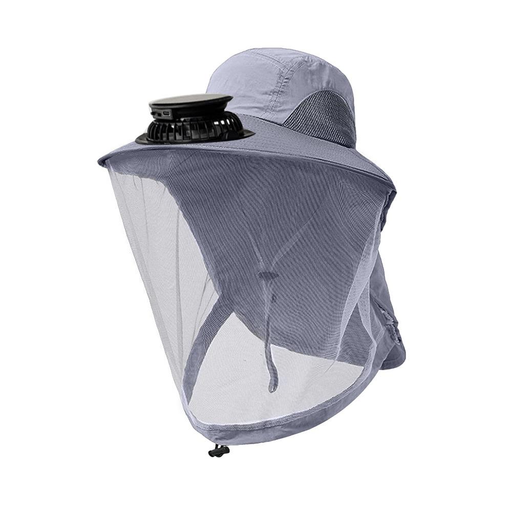 

USB Charging Solar Powered Fan Hat Wide Brim Mosquito-proof Hat Universal Fisherman Hat Summer