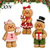 Seasonal Decorative Figures Christmas Gingerbread Man Ornament, Hand Painted Vintage Wooden Tabletop Cute Decor Figurine, Rustic Holiday for