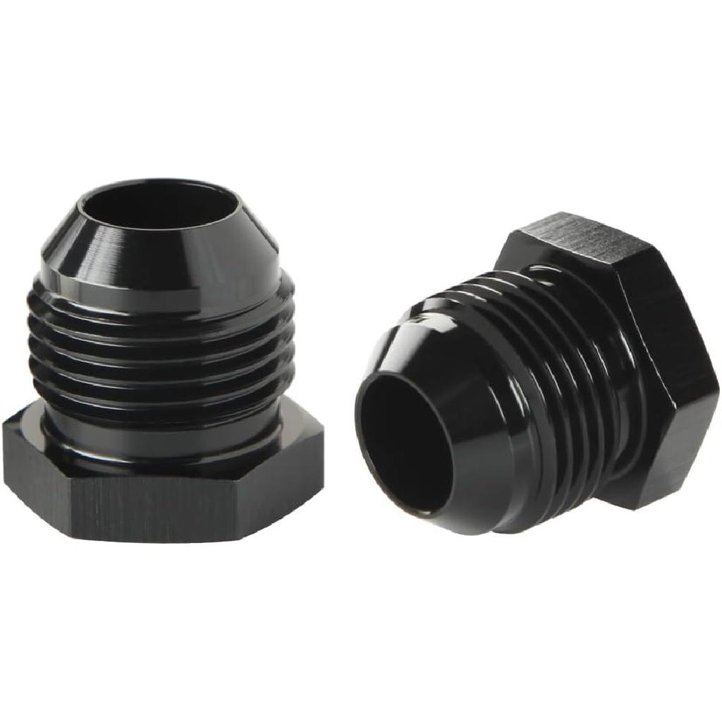 4AN Male Flare Hex Head Plug Fitting Adapter Aluminum Black, Pack of 2