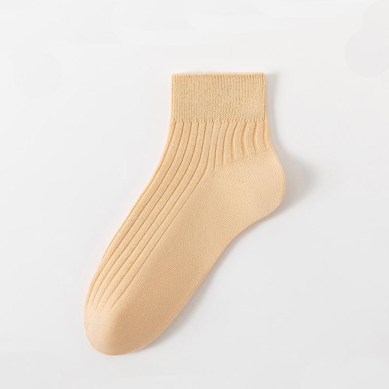 

Летние влагопоглощающие и дышащие тонкие однотонные хлопковые носки для женщин, короткие носки из гребенного хлопка двойной вязки для женщин 1 pair
