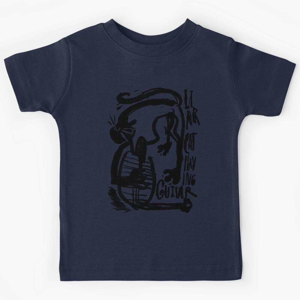 Liar cat playing guitar Kids T-Shirt 130