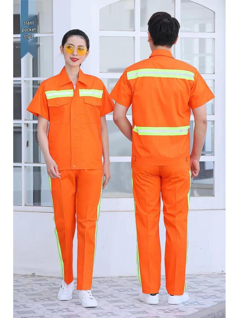 Reflective Workwear Set: Spring & Autumn, Summer Sanitation, Road Construction, Wear-resistant, Thin Long-sleeved Uniform