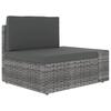 5 Piece Garden Lounge Set with Cushions Grey Poly Rattan