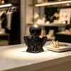 3D Printed Skull Sculpture Cthulhu Statue, Gothic Hollow Skeleton Decor, Matte Black Dark Theme Home Decor Horror Figurine for Bedroom Office