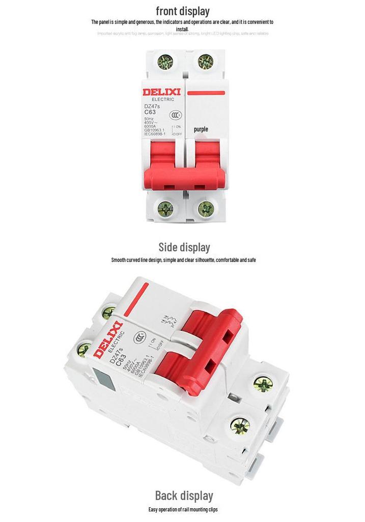 Delixi DZ47S Single Pole Miniature Circuit Breaker - Available In 20A, 25A, 32A, 40A, 63A