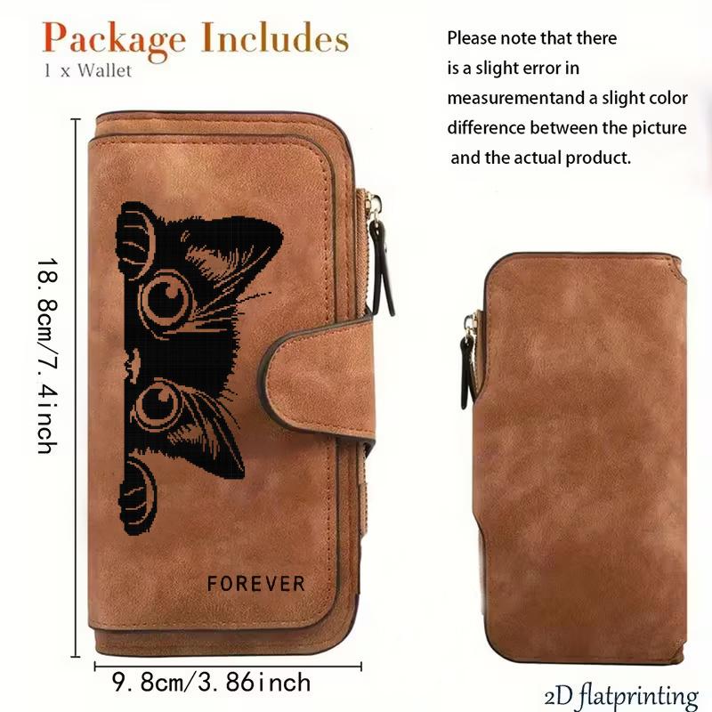 Portafoglio Lungo da Donna con Design Gatto a Strisce Nere Portamonete Multifunzione con Bottone a Pressione Regalo Carino per Amanti dei Gatti Uso Quotidiano Pendolarismo Viaggio Esterno Famiglia