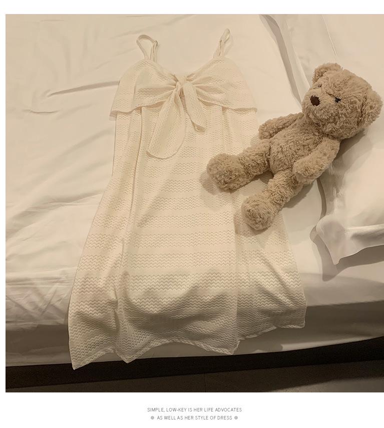 2026 Summer Women's Sweet Imitation Cotton Jacquard Camisole Nightgown Dress