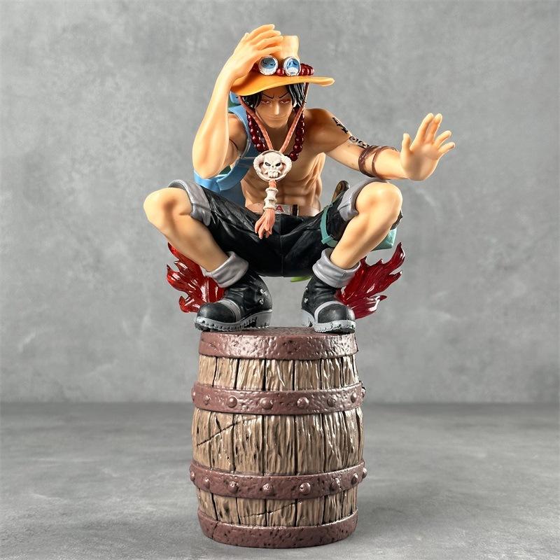 33CM Anime One Piece Portgas·D· Ace Figure KING OF ARTIST SPECIAL ver Squat Model Toys Doll Aciton Figure Replaceable Face Hand