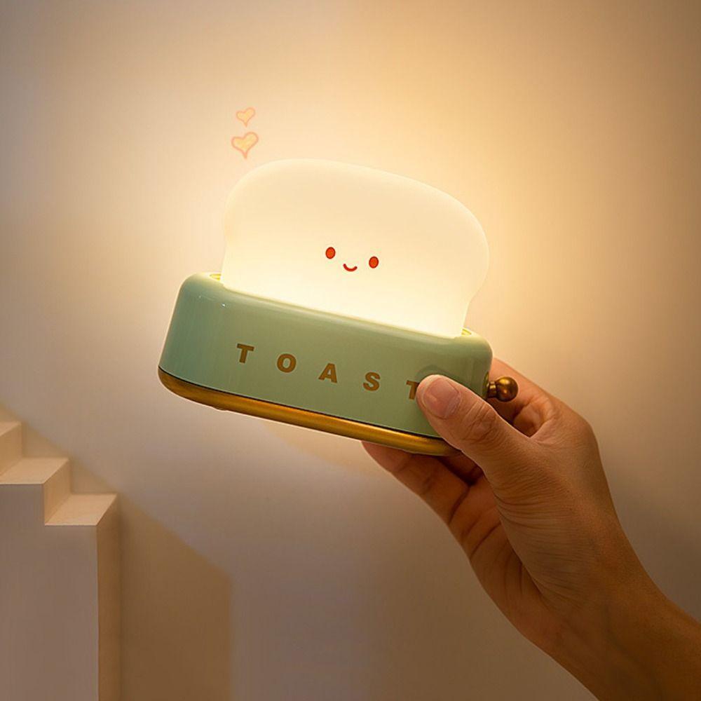 Cartoon Toaster Lamp Dimmable Mini Table Lamp Ambient Lighting Bread Toast Table Light  Bedroom