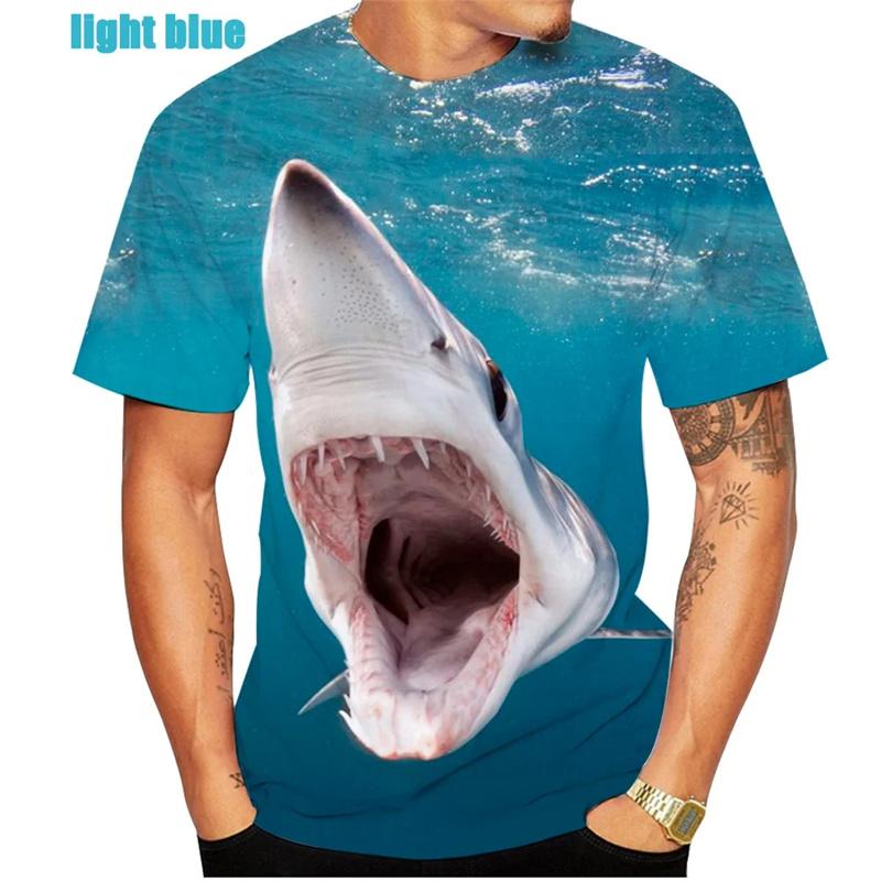 Horrible Shark T Shirt For Men Ocean Animal 3D Printed T-Shirts Summer Casual Fashion O-Neck