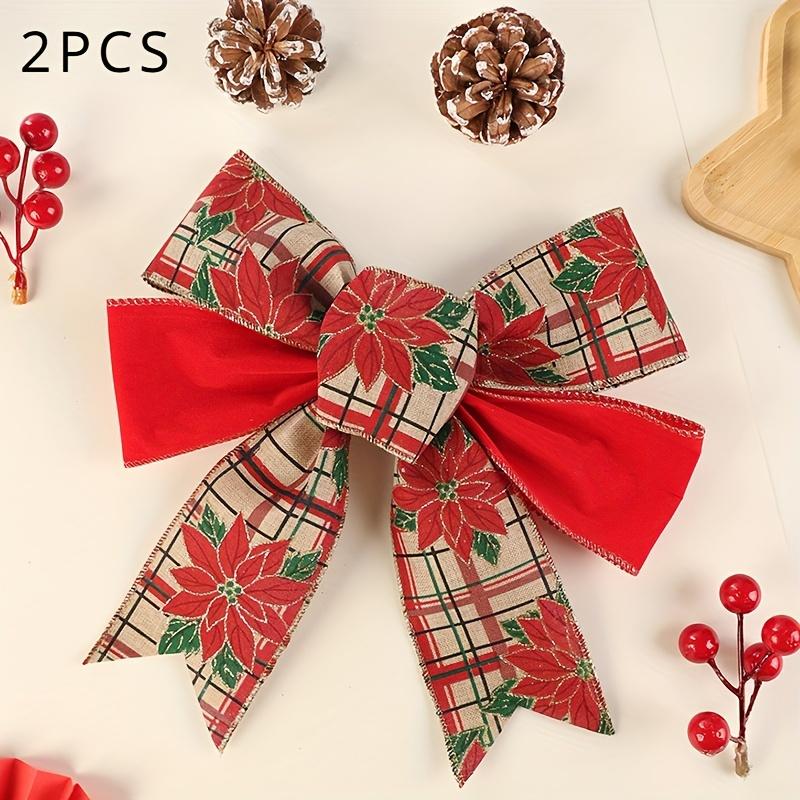 2pcs Decoration Bow Christmas Tree Pattern Print Party Decorative