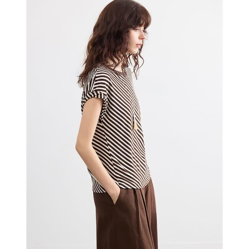 Soft Breeze Loose Fit Striped Short Sleeve T-Shirt S
