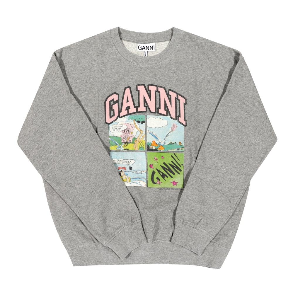 Ganni ISoli Мультяшный Графический Логотип Свободный Женский Свитшот T4284 921 T4284 921 (L/XL)