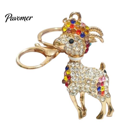 Rhinestone Goat Keychain Bling Lamb for Backpack, Metal Car Key Animal Theme Ring, Sheep Pendant Backpacks and Handbags Chain Decoration