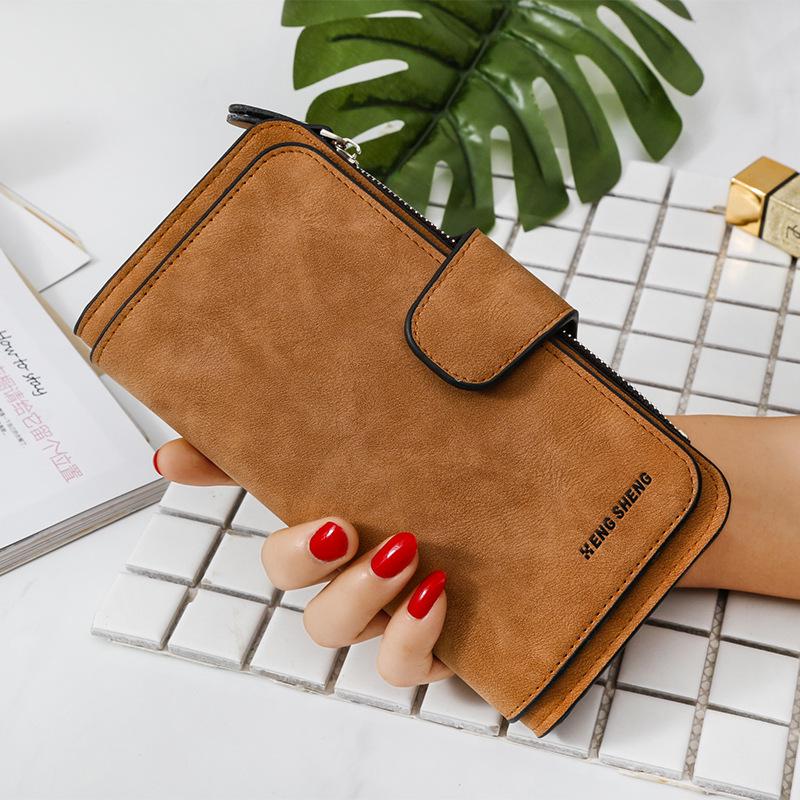 Fashion Personality PU Matte Long Women Wallets Tri-fold Large Capacity Money Clips Unisex Multi-card Slot Clutch Ladies Coin Purse