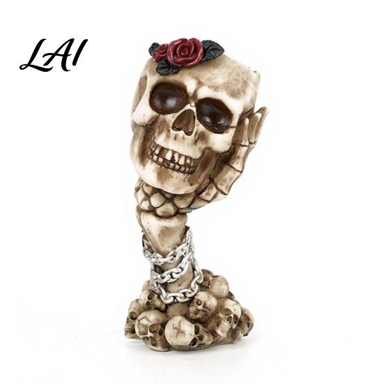 Skull And Rose Sculpture Hear No Evil Speak See Evil Vase Resin Ornament with Dark Themed Home Decor Decor Halloween Gothic Skeleton Display