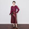 Elegant Georgette Cut-Out Long Sleeve Top - New Chinese Round Neck Style (2501209)