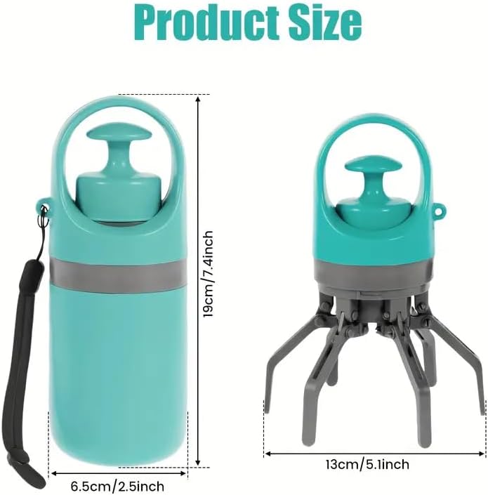 Durable Plastic, Teal, Claw Design for Efficient Waste Pickup, Includes Leak-Proof Bags, Ideal for Outdoor Use