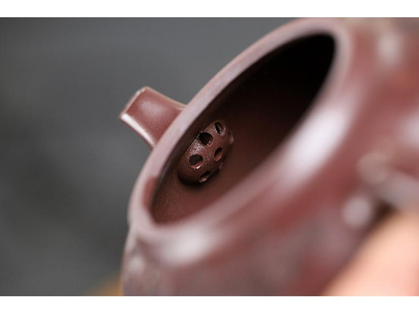 Cipher Yixing Original Ore Purple Clay Zisha Eggplant Gourd Teapot - Handmade Carved Gongfu Tea Set