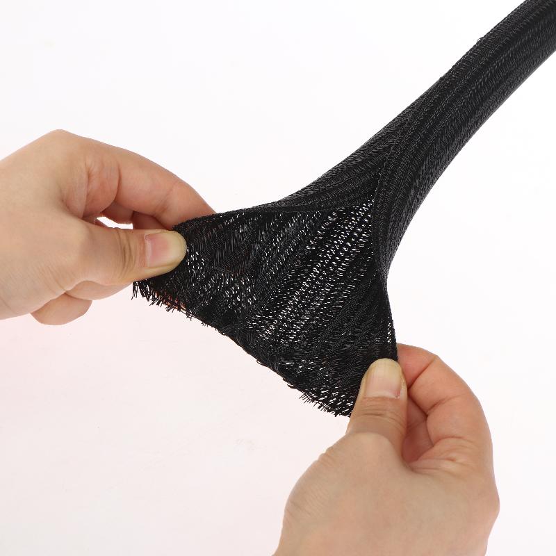 1Pcs 8~32mm Self-Closed Insulated Sheath 1 Meter PET Braided Cable Sleeve High Protection Wear Resistant Wire Organizer Sleeving