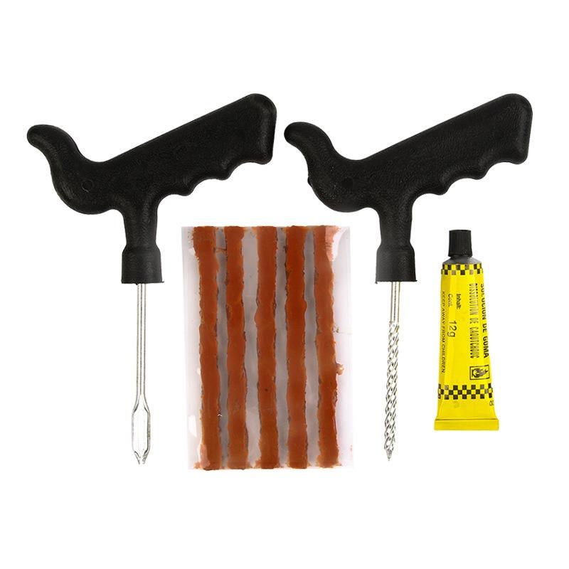 Motorcycle Truck Vacuum Tire Repair Tool Car Tire Repair Tool Kit with Rubber Strips Tubeless Tyre Puncture Studding Plug Set 6pcs