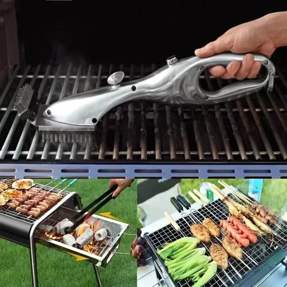 BBQ Grill Brush Water Spray Cleaning Brush Portable Stainless Steel Steam Grill Brush for Deep Cleaning BBQ Grill Kitchen Tool