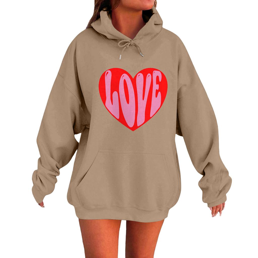 Women's Loose Comfortable Casual Fashionable Love Printed Long Sleeved Sweatshirt