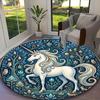 1pc Office Printed Round Carpet, Celestial Blue Unicorn Rug, Home Sofa Chair Mat For Christmas and Halloween Décor