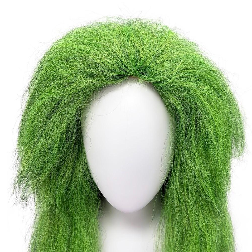 Comfortable Grass Green Explosive Long Curl Fluffy Halloween Party Wig Stage Performance
