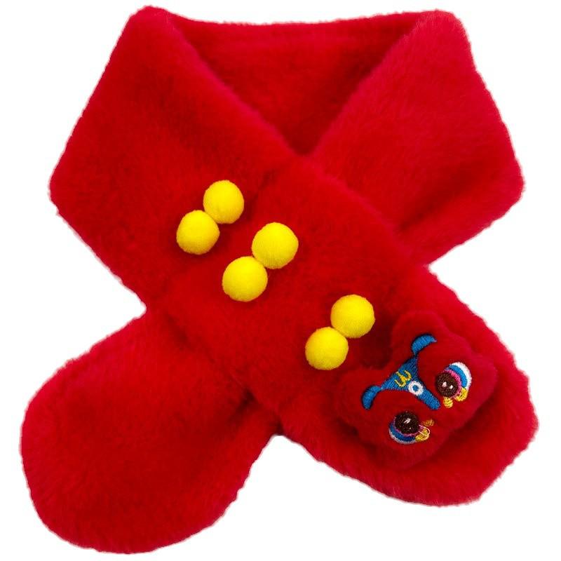 2025 Children's Cute Cartoon Plush Scarf - Winter & New Year Imitation Rabbit Fur Neck Warmer