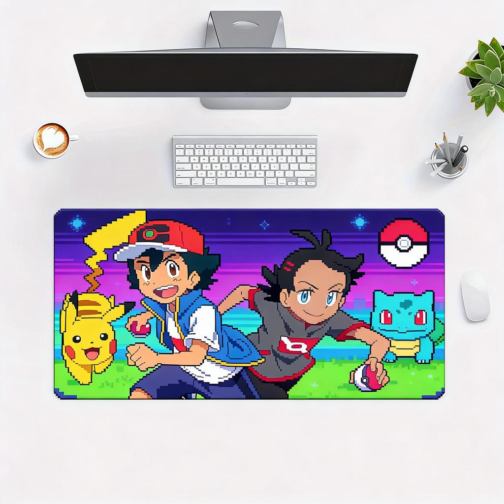 Pokemon Ash Pikachu Gohoh Anime Extended Gaming Mouse Pad Large Desk Mat