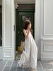 French Seaside Style Halter Neck Camisole Dress - Elegant Summer Backless Ruffle Maxi