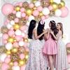Pastel Pink Ballon Kit White Metal Gold Confetti Balloons Garland Arch Wedding Anniversary Baby Shower Birthday Party Decoration