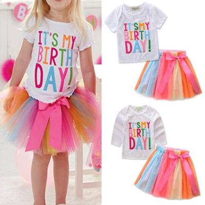 2pcs Kids Baby Girls Dress Skirt Outfits Minnie Butterfly Tops+Skirt Casual Sets