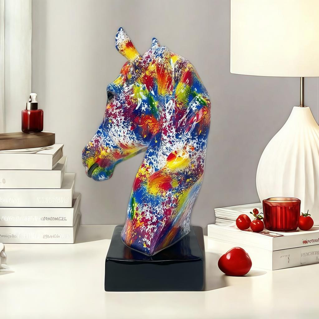 Home Living Room Entrance Bedroom Desktop Transfer Horse Head Ornaments Resin Crafts Creative Boutique Housewarming Gift