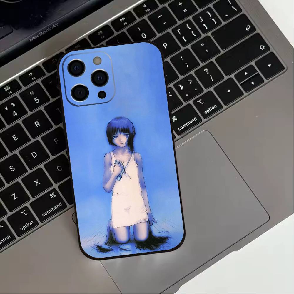 S-Serial Experiments L-Lain Phone Case For iPhone 17,16,15,14,13,12,11 Plus,Pro Max,XS,Soft Silicone Black Cover